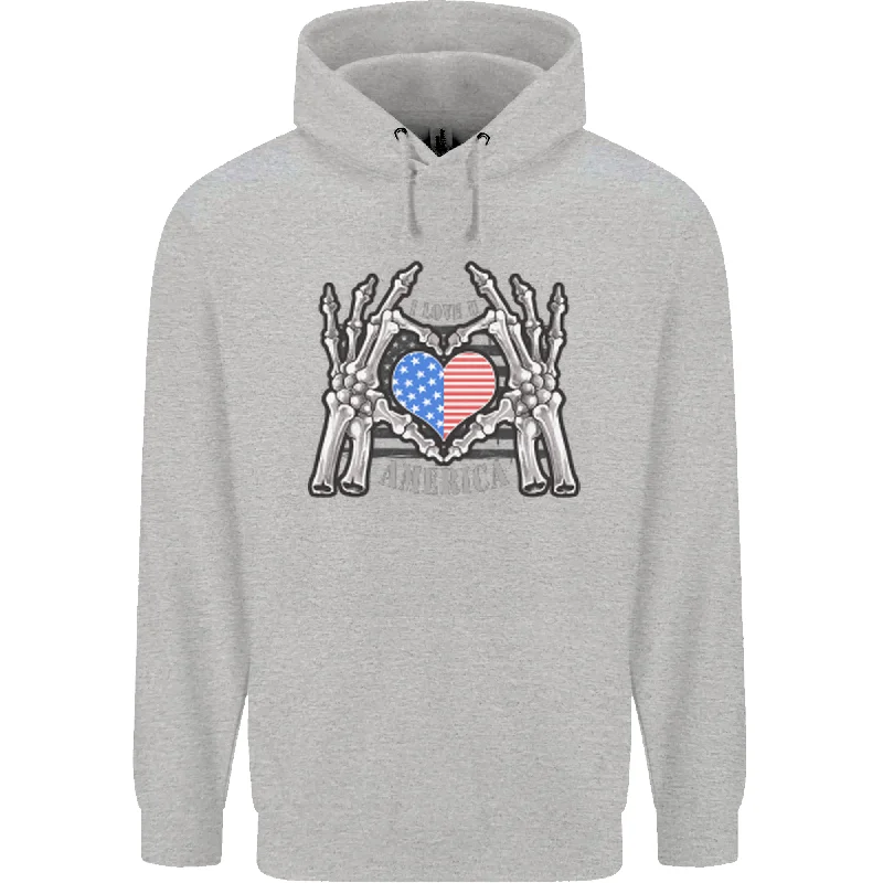 Markdown Madness I Love You America 4th of July USA Flag Mens 80% Cotton Hoodie