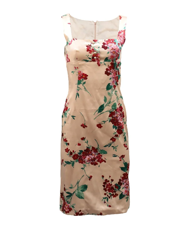 Clearance Items DressDolce & Gabbana Longuette Midi Dress in Floral Pint Silk