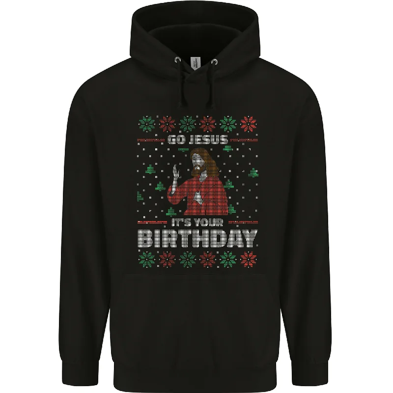 Super Sale Go Jesus Its Your Birthday Funny Christmas Mens 80% Cotton Hoodie