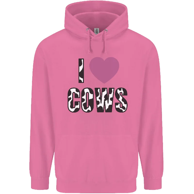 Limited Quantity I Love Cows Mens 80% Cotton Hoodie