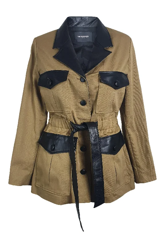 Seasonal Sale THE KOOPLES Khaki Green Sand Twill Belted Coat (EU 36 | UK 10)