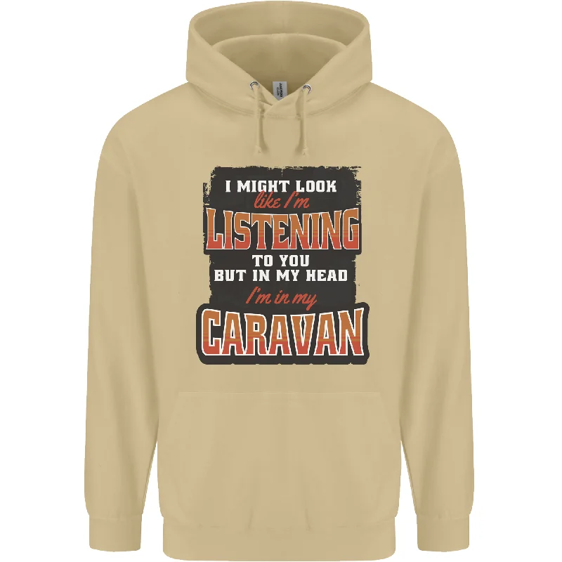 Sale Event In My Head I'm In My Caravan Caravanning Funny Mens 80% Cotton Hoodie