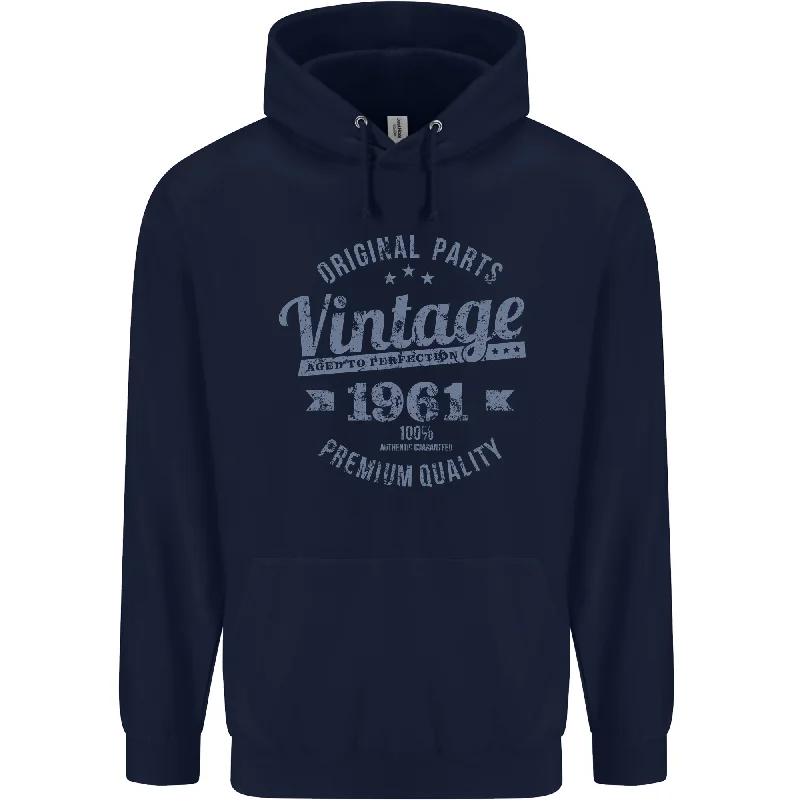 Customer Appreciation Sale Vintage Year 63rd Birthday 1961 Mens 80% Cotton Hoodie Navy Blue