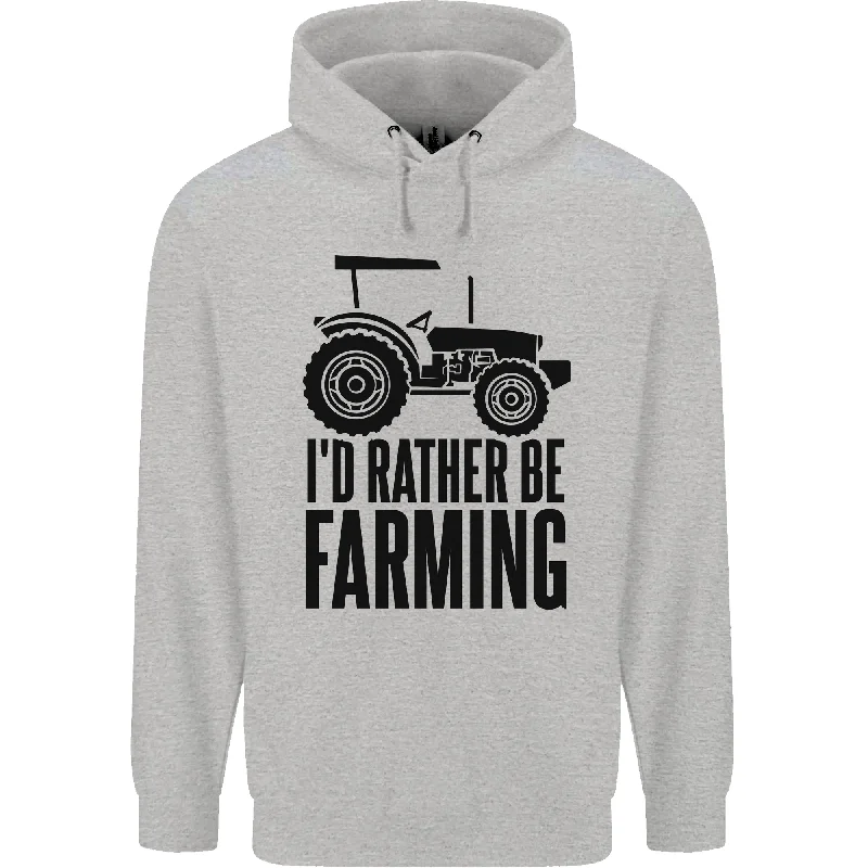Deal Dash I'd Rather Be Farming Farmer Tractor Mens 80% Cotton Hoodie