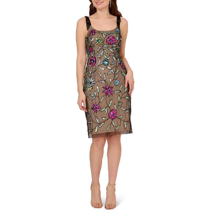 Extra Savings Adrianna Papell Womens Sequined Floral Cocktail And Party Dress