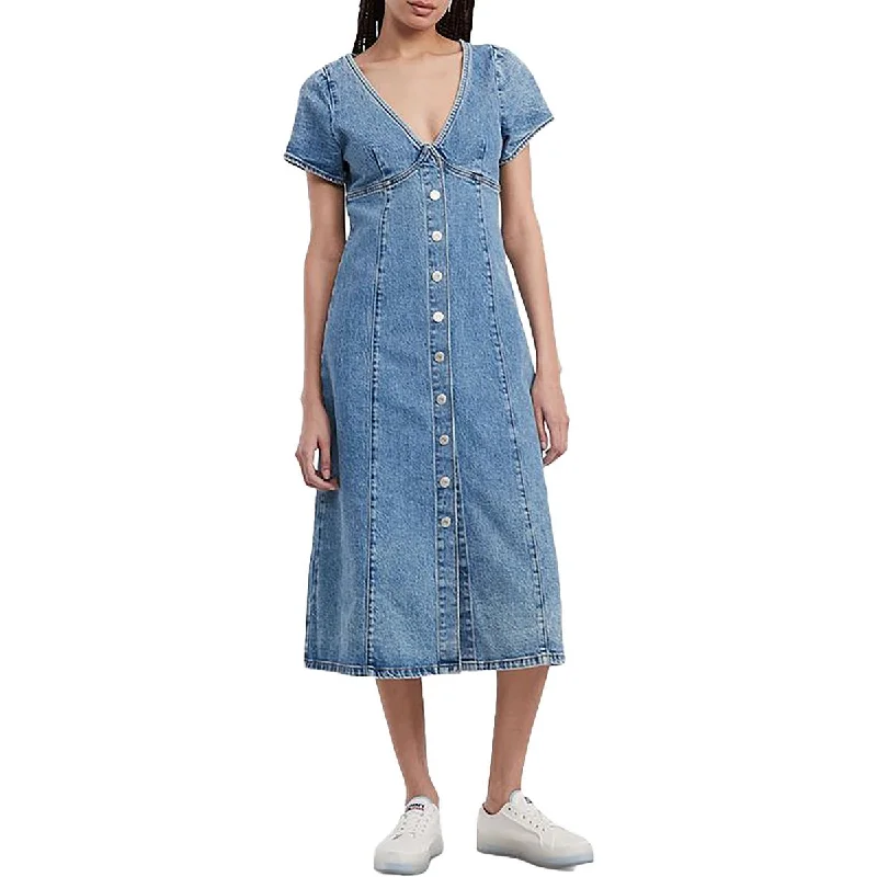 Quick Sale Tommy Jeans Womens Denim Short Sleeve Midi Dress