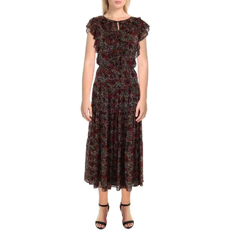 Early Access Lauren Ralph Lauren Womens Floral Print Long Maxi Dress