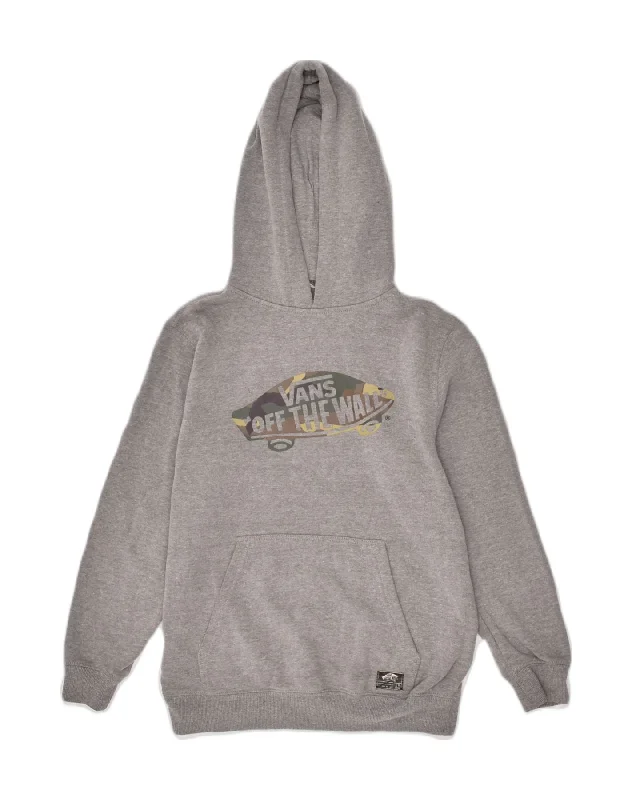Price Buster VANS Womens Graphic Hoodie Jumper UK 12 Medium Grey Cotton