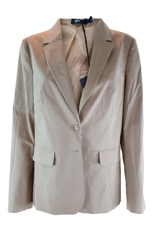 Unmissable Offer JIL SANDER NAVY Women's Cotton Blend Tan Blazer Jacket (DE 40)