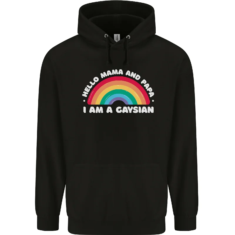 Exclusive Online Offer Hello Mama & Papa Im a Gaysian LGBT Mens 80% Cotton Hoodie
