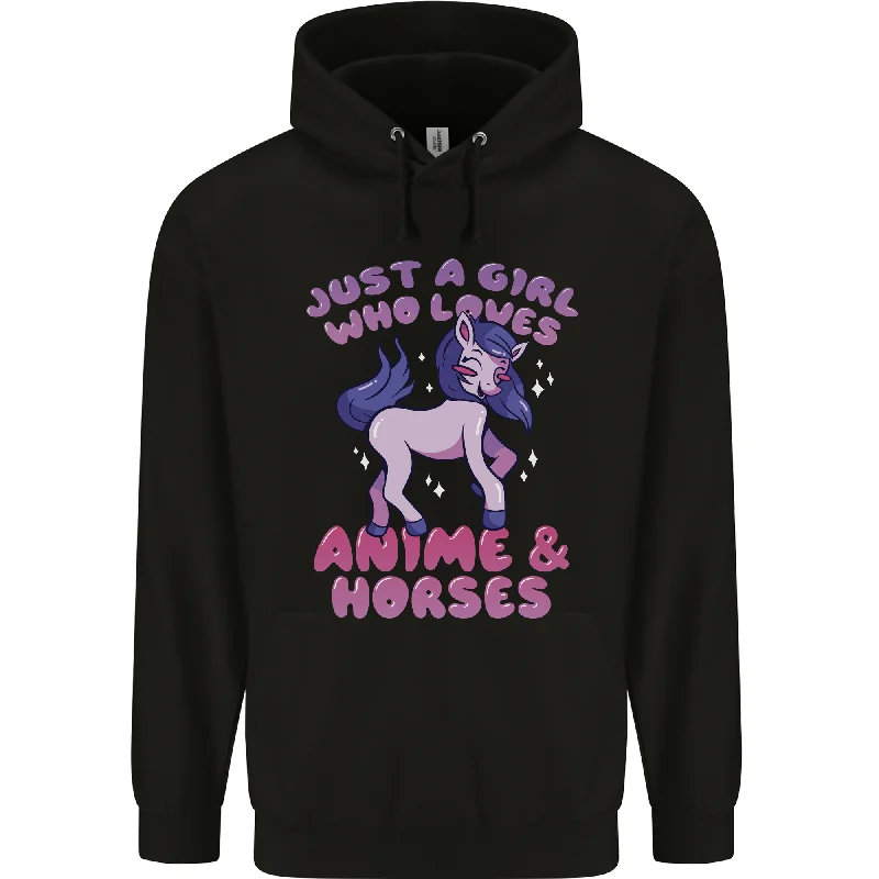 Instant Discount Girl Who Loves Anime & Horses Riding Mens 80% Cotton Hoodie