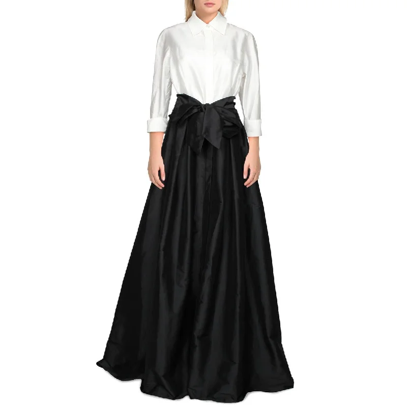 Markdowns Rickie Freeman Teri Jon Womens Sheer Belted Shirtdress