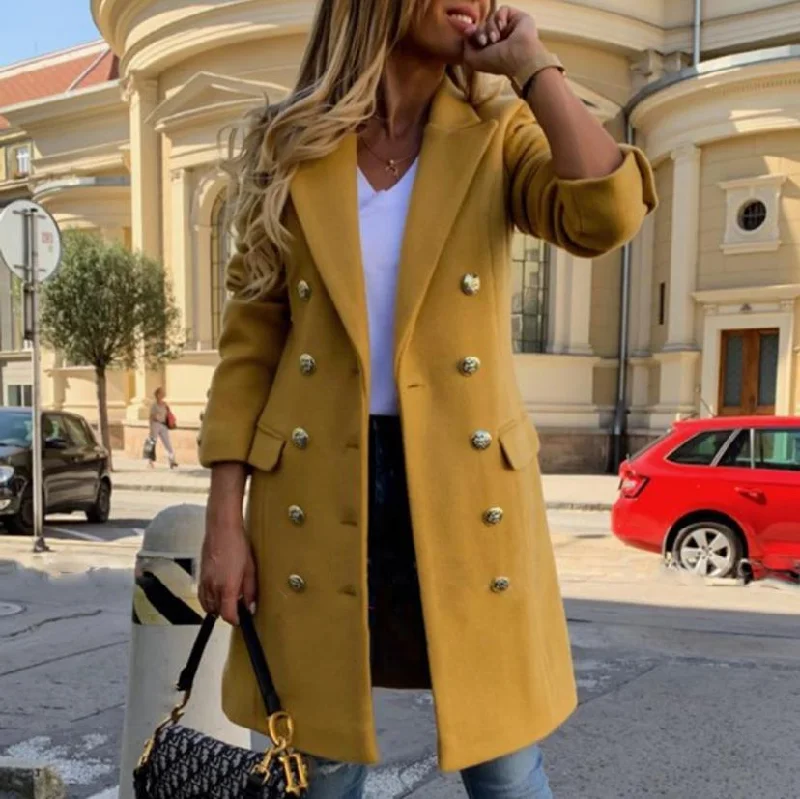 Seasonal Clearance Elegant Vintage Double-Breasted Trench Coats for Women with Notch Collar