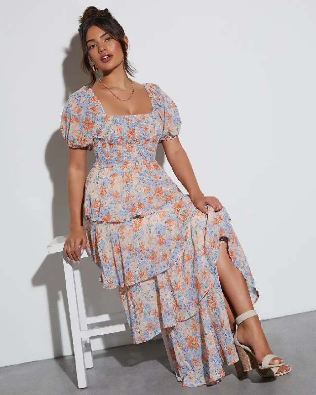 Overstock Blooming Beauty Tiered Floral Maxi Dress