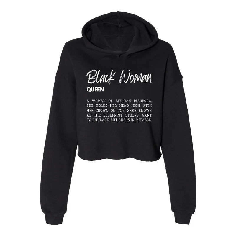 Quick Sale Black Woman Defined Cropped Hoodie