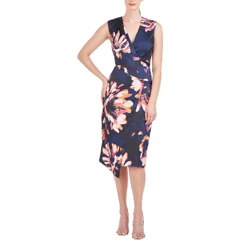 Stock Clearance Kay Unger New York Womens Floral Print Pleated Midi Dress
