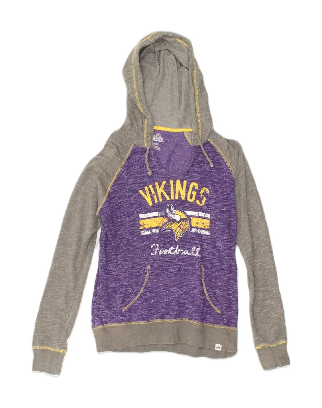 Deal of the Week MAJESTIC Womens Graphic Hoodie Jumper UK 10 Small Purple Colourblock