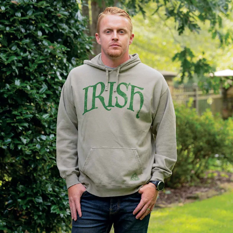 Discount Deals Irish Comfortwash Hoodie with Trinity on Pocket, Grey
