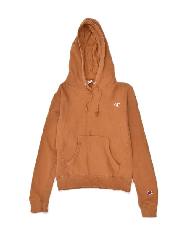 Early Access CHAMPION Womens Loose Fit Hoodie Jumper UK 6 XS Brown Cotton