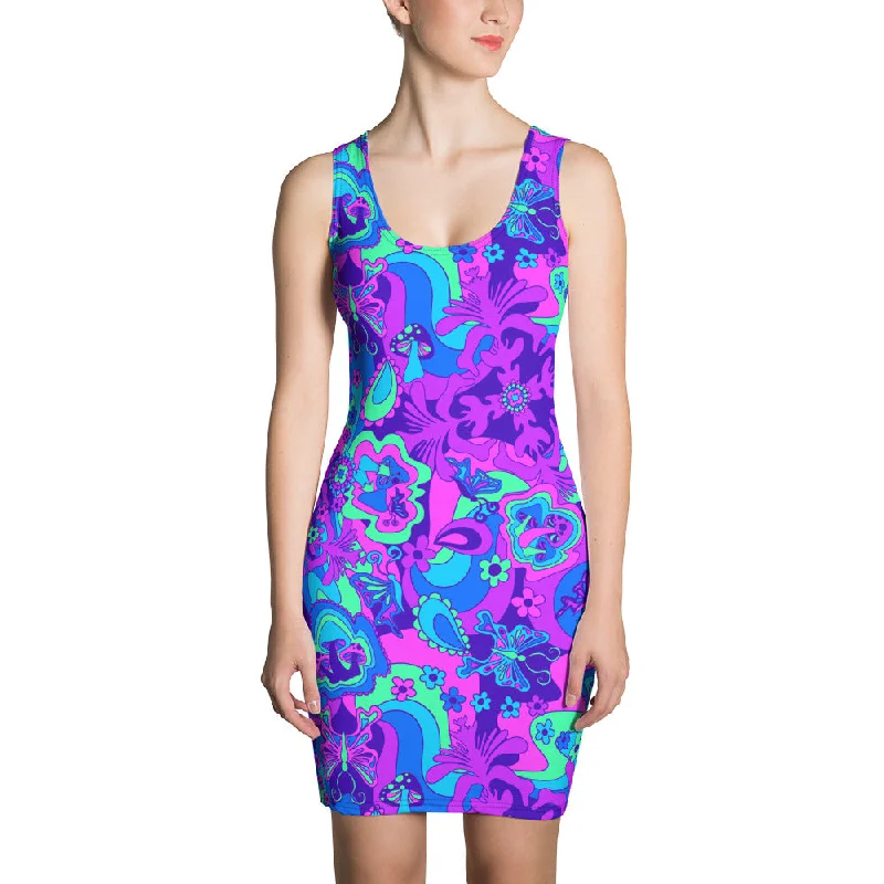 Now or Never Groovy Blues Bodycon Dress