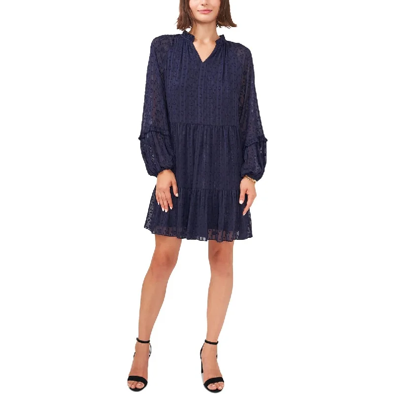 Markdowns MSK Womens Tiered Metallic Pinstripe Babydoll Dress