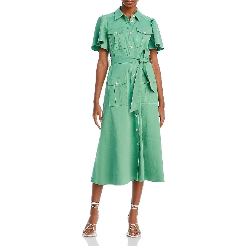 Price Cut Derek Lam 10 Crosby Womens Judy Utility Linen Pocket Shirtdress