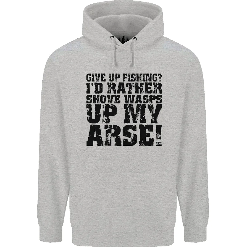 Massive Deals Give up Fishing? Fisherman Angling Mens 80% Cotton Hoodie