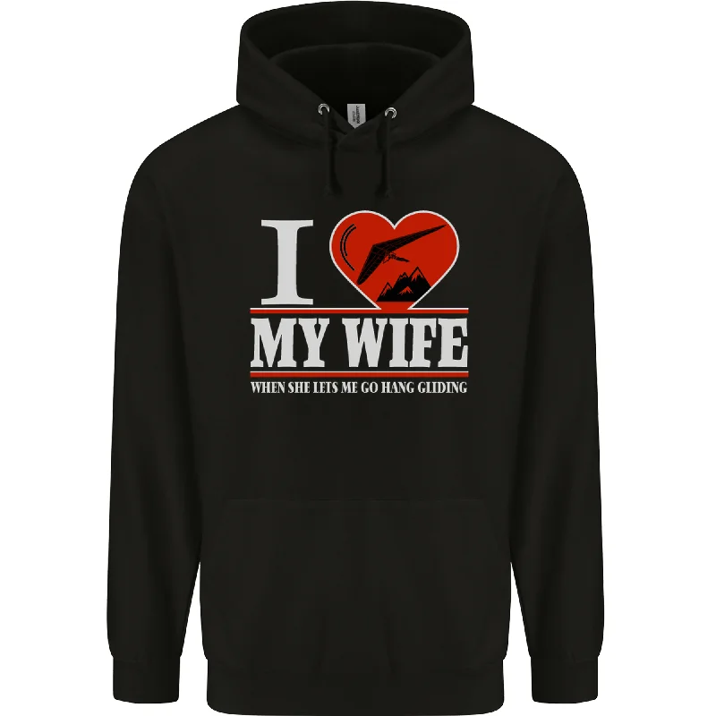 New Arrival I Heart My Wife Hang Gliding Hang Glider Mens 80% Cotton Hoodie