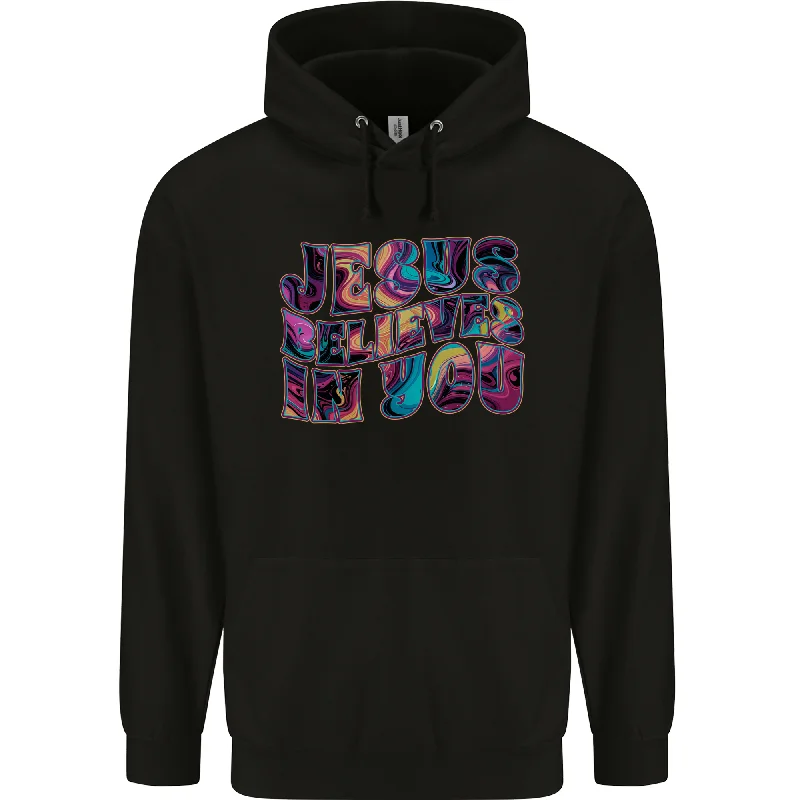 Final Clearance Jesus Believes In You Christian Christianity Mens 80% Cotton Hoodie