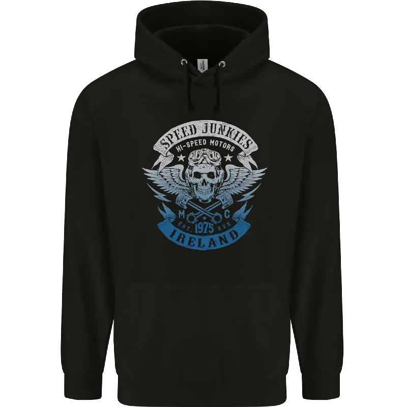 Price Drop Ireland Speed Junkies Biker Motorcycle Mens 80% Cotton Hoodie
