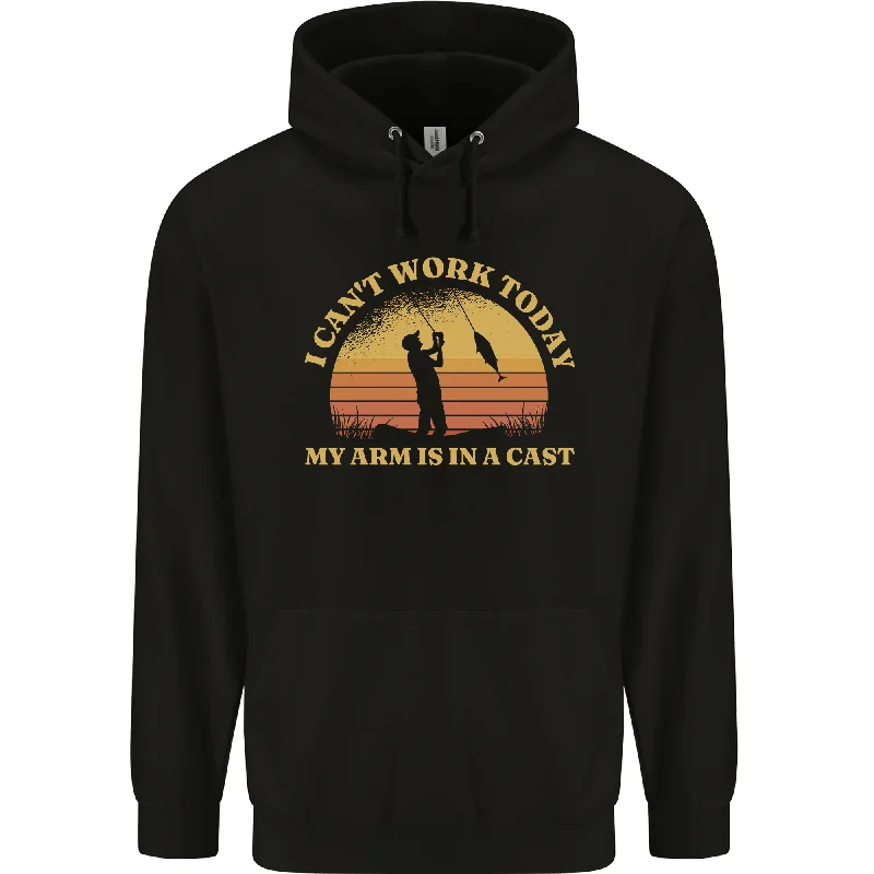 Weekend Special Funny Fishing Arm is In a Cast Fisherman Mens 80% Cotton Hoodie