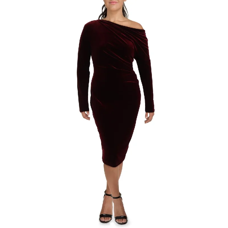 Discount Mania Lauren Ralph Lauren Womens Velvet Midi Cocktail And Party Dress