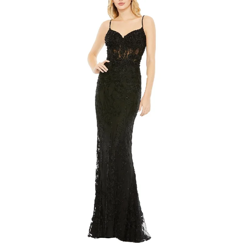 Deal Dash Mac Duggal Womens Lace Corset Evening Dress