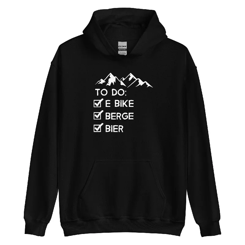 Fantastic Deals To Do Liste - E-Bike, Berge, Bier - Unisex Hoodie