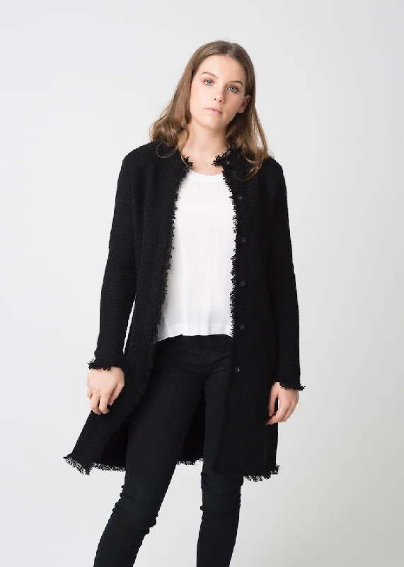 Year-End Sale COCO Mandarin Coatigan - Marl Black
