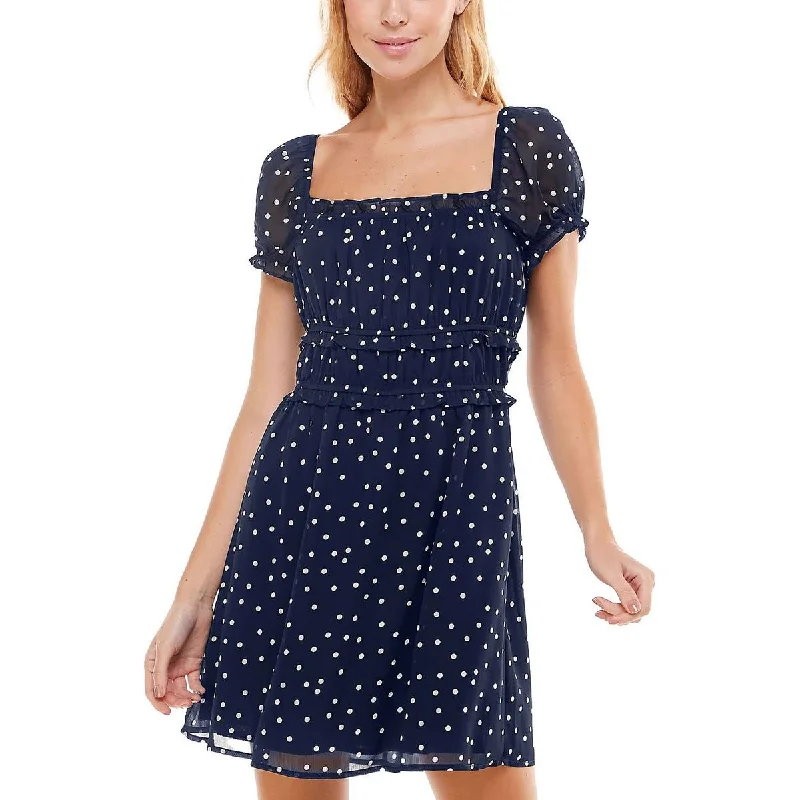 Amazing Deals Trixxi Womens Juniors Chiffon Polka Dot Shift Dress