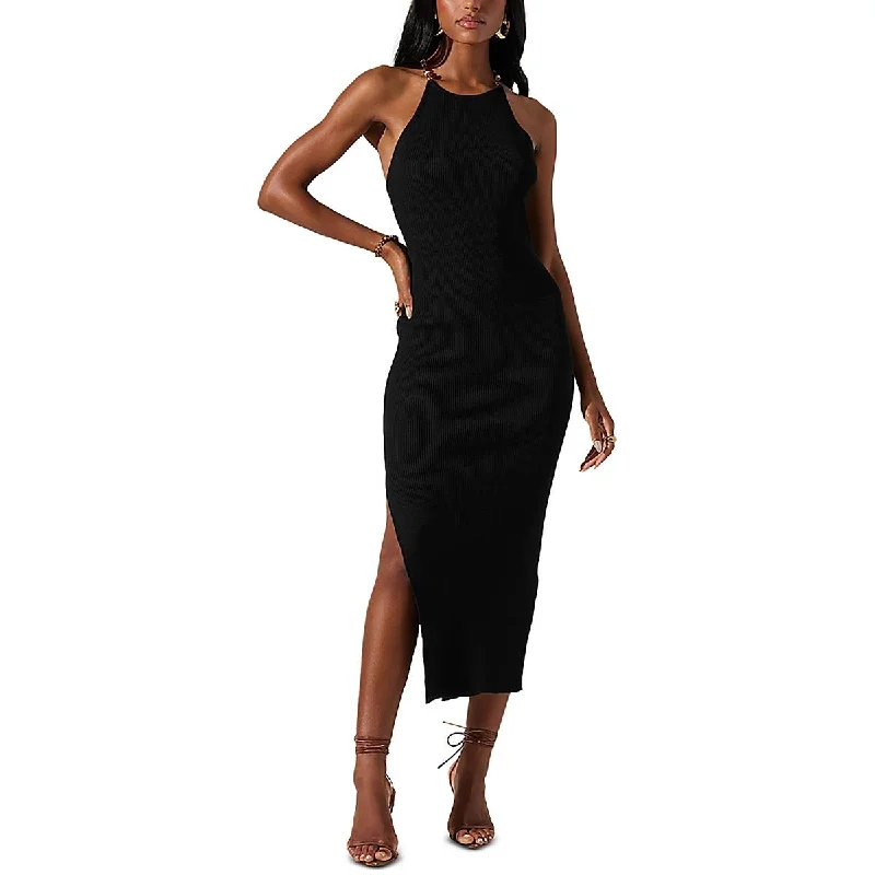 Online Only ASTR the Label Womens Umiko Beaded Halter Sweaterdress