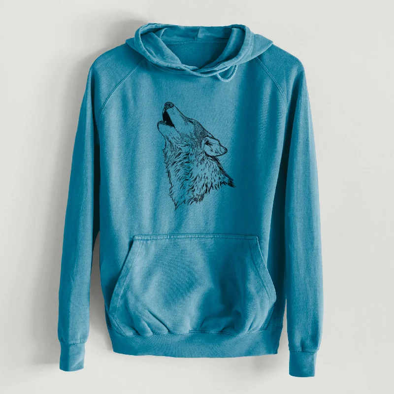 Unbeatable Prices Canis lupus - Grey Wolf Howling  - Mid-Weight Unisex Vintage 100% Cotton Hoodie