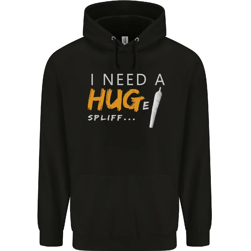 Closeout Sale I Need a Huge Spliff Funny Weed Cannabis Mens 80% Cotton Hoodie