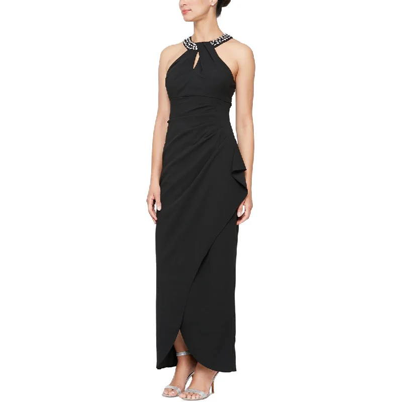 The Best Prices SLNY Womens Embellished Halter Evening Dress