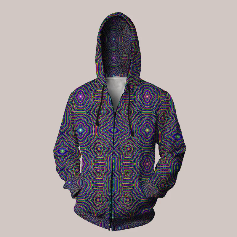 Year-End Sale Reticulation Hoodie – Electro-Shamanic Geometric Psychedelic Art