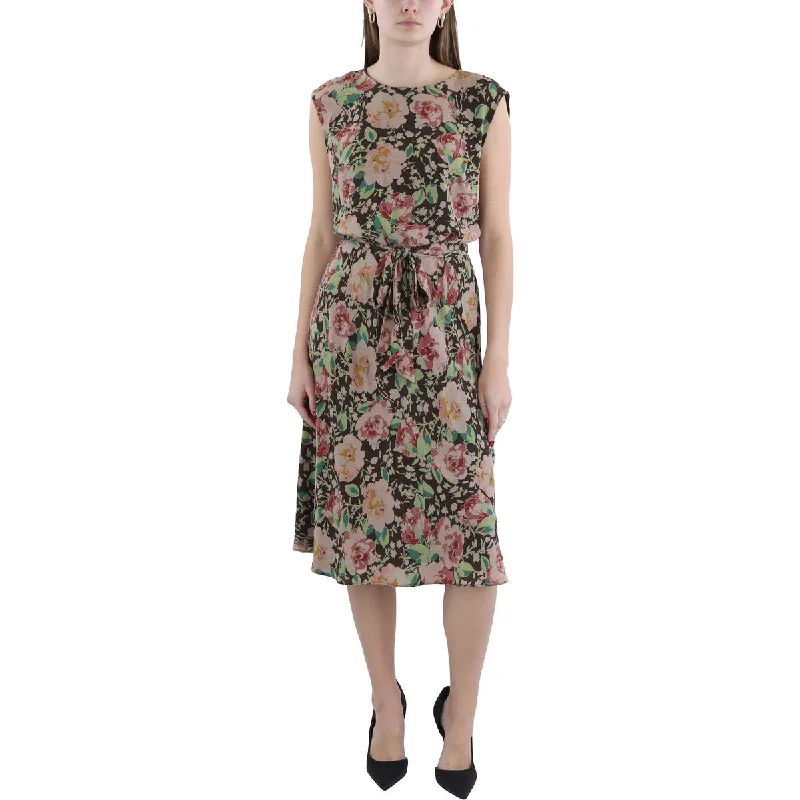 Mega Sale Lauren Ralph Lauren Womens Floral Print Mid Calf Shift Dress
