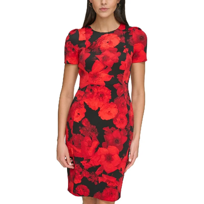 Holiday Sale Calvin Klein Womens Floral Mini Sheath Dress
