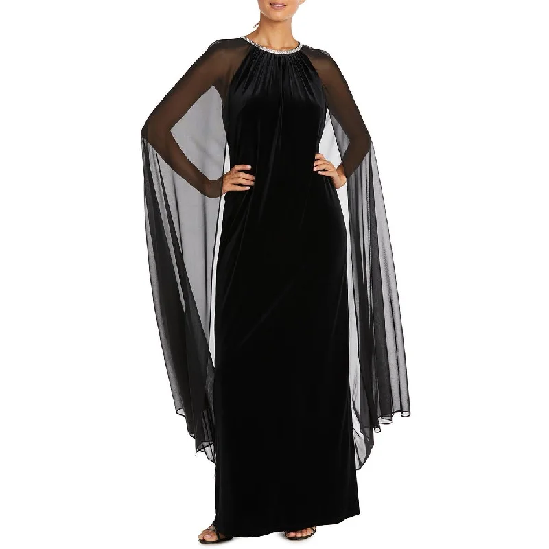 Discount Days R&M Richards Womens Velvet Full Length Evening Dress