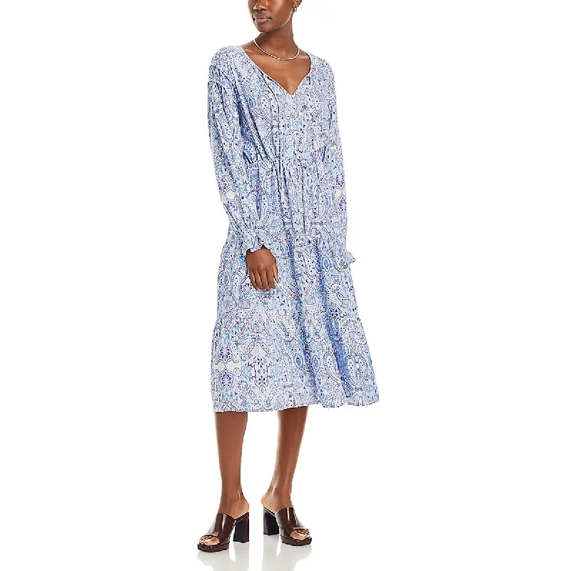 Deal Dash Koko + Mason Womens Front Tie Tiered Midi Dress