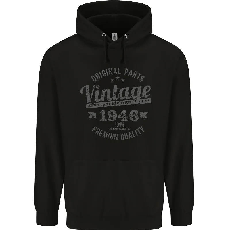 Fantastic Offers Vintage Year 78th Birthday 1946 Mens 80% Cotton Hoodie Black