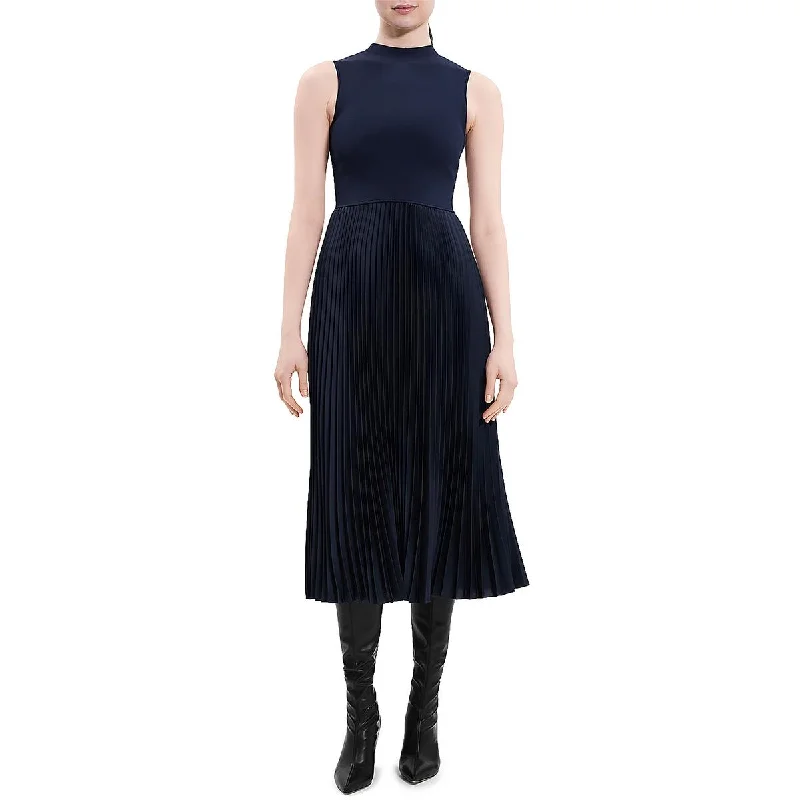 Extra Savings Theory Womens Shutter Pleat Sleeveless Midi Dress