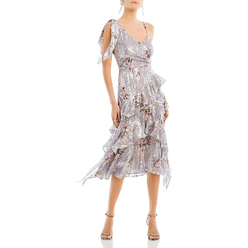 Final Sale Cinq a Sept Womens Trevor Silk Metallic Fit & Flare Dress