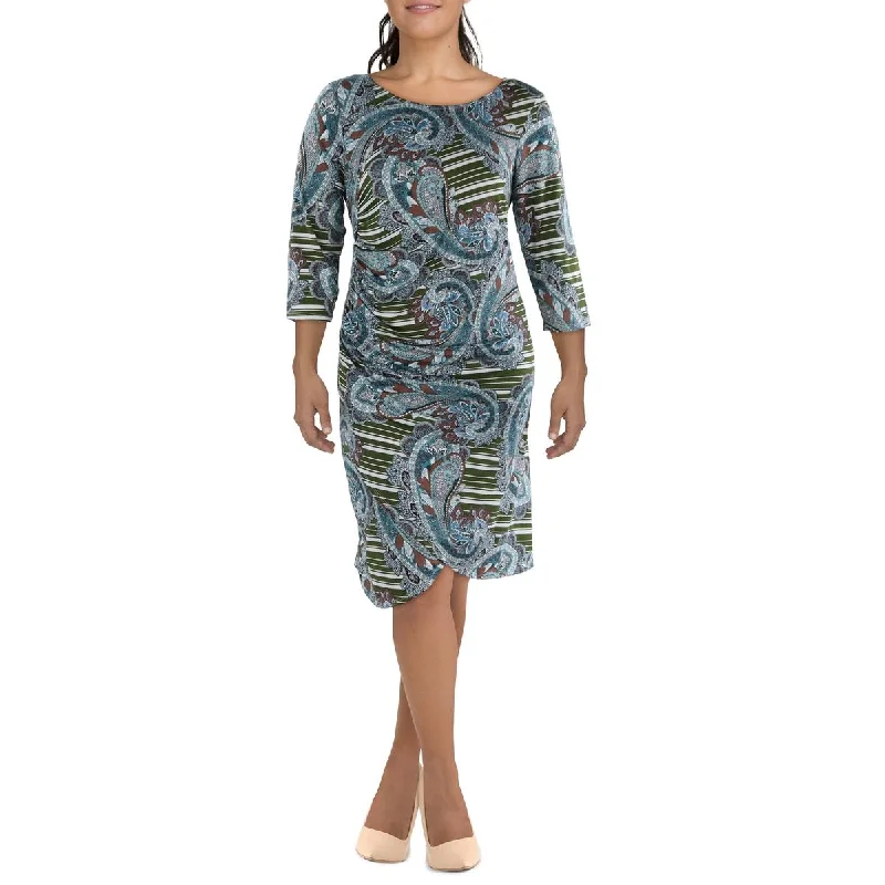 Hurry In 24seven Comfort Apparel Womens Plus Printed Knee-Length Sheath Dress
