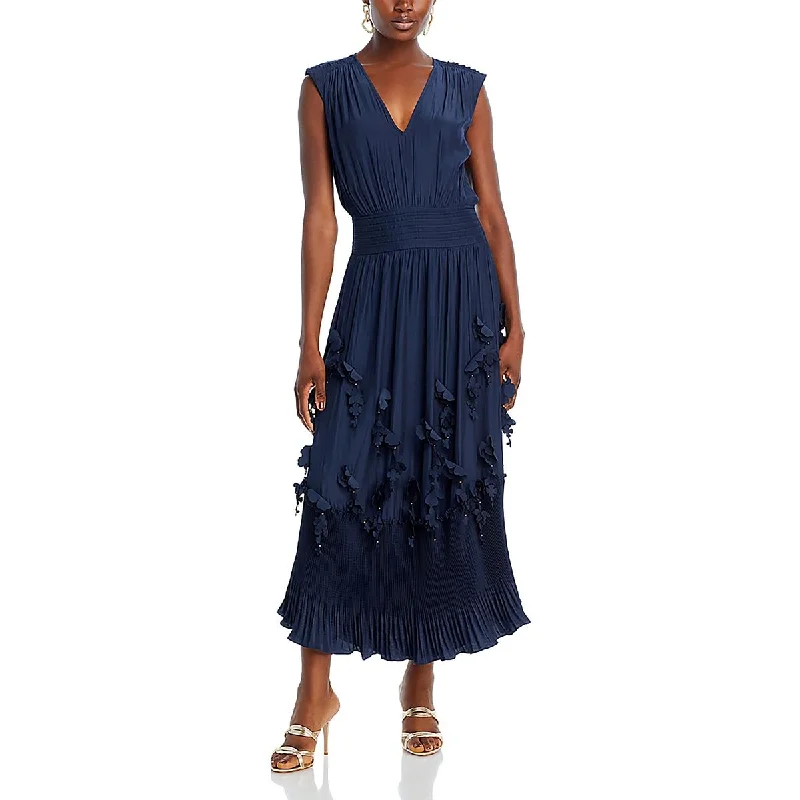 Limited Availability Ramy Brook Womens Pleated Rosette Sheath Dress